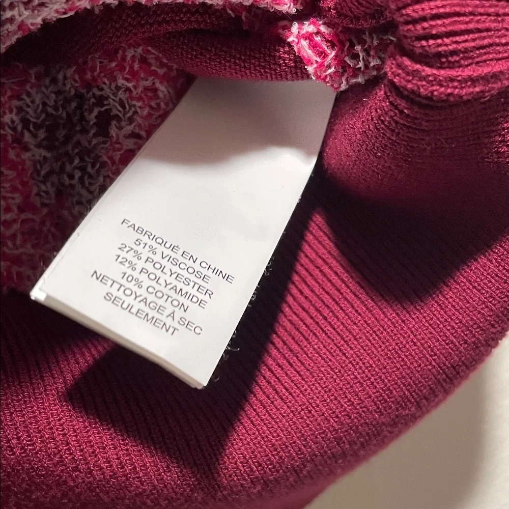 Kate Spade NY Mainline Marker Maroon with Pink Floral Puff Design Sweater - Picture 6 of 11